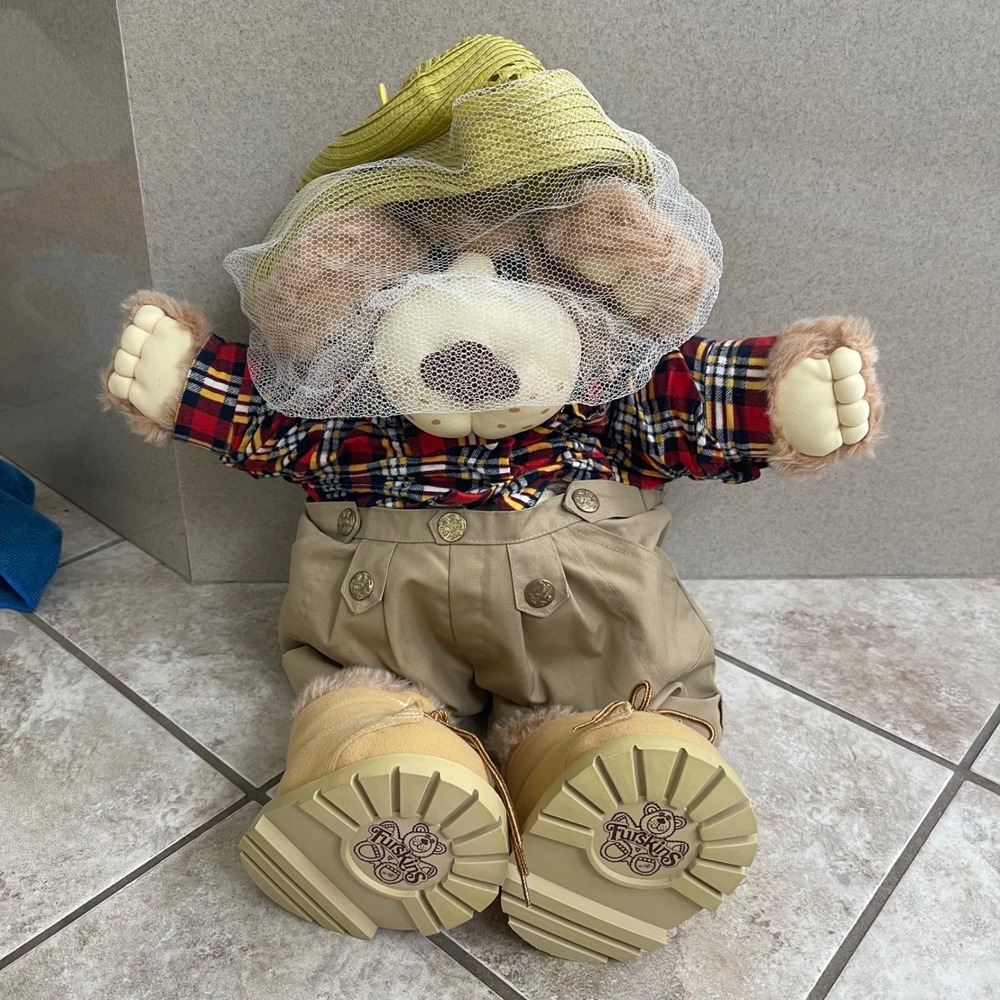 Vintage Furskins Bear Xavier Roberts 1983/84 Beekeeper Explorer Plaid  21 Inch
